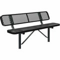 Global Industrial 6ft Outdoor Steel Bench w/ Backrest, Expanded Metal, In Ground Mount, Black 277154IBK